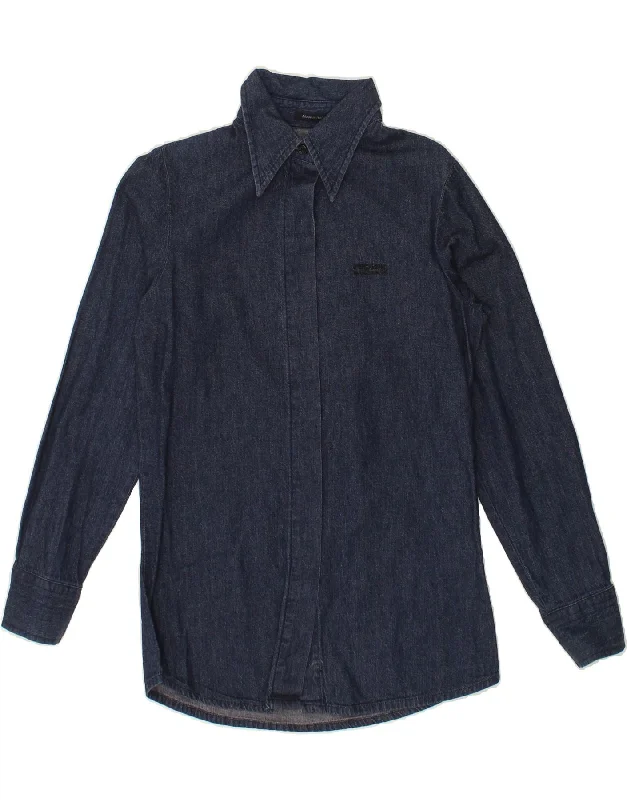 REPLAY Womens Denim Shirt UK 10 Small Navy Blue Cotton Front Pockets Side Pockets Patch Pockets REPLAY Womens Denim Shirt UK 10 Small Navy Blue Cotton Front Pockets Side Pockets Patch Pockets