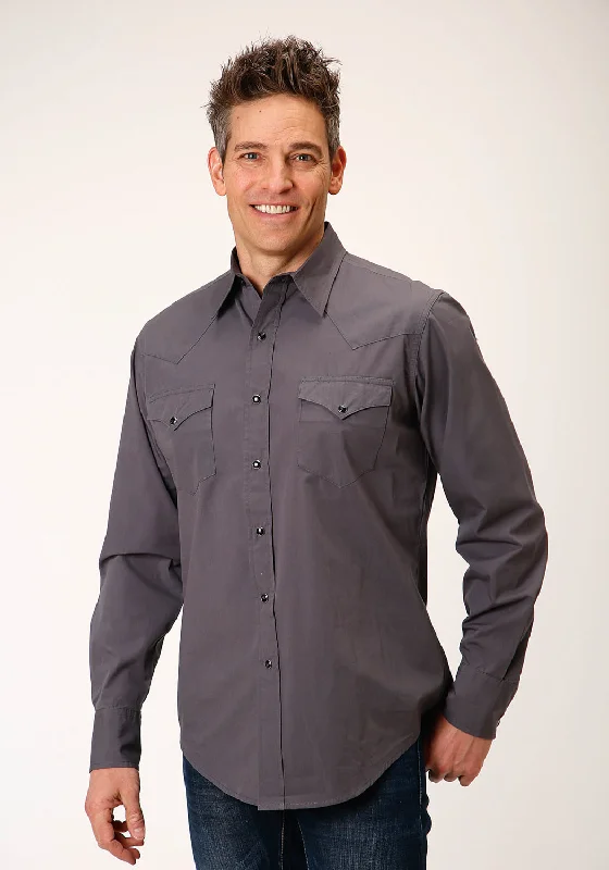 Roper Mens Charcoal 100% Cotton Solid Poplin L/S Shirt Cotton Fabric Linen Fabric Terry Fabric Roper Mens Charcoal 100% Cotton Solid Poplin L/S Shirt Cotton Fabric Linen Fabric Terry Fabric
