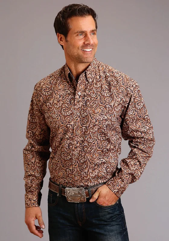 Stetson Mens Brown 100% Cotton Leather Paisley BD L/S 1 Pocket Shirt Hooded Caped Shawl Collar Stetson Mens Brown 100% Cotton Leather Paisley BD L/S 1 Pocket Shirt Hooded Caped Shawl Collar