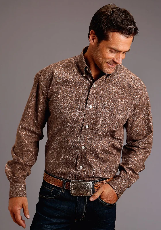 Stetson Mens Brown 100% Cotton Medallion Paisley BD L/S 1 Pocket Shirt Houndstooth Herringbone Solid Stetson Mens Brown 100% Cotton Medallion Paisley BD L/S 1 Pocket Shirt Houndstooth Herringbone Solid