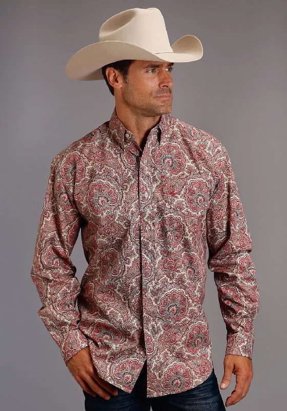 Stetson Mens Red 100% Cotton Sandstone Paisley BD L/S 1 Pkt Shirt Machine Wash Dry Clean Hand Wash Stetson Mens Red 100% Cotton Sandstone Paisley BD L/S 1 Pkt Shirt Machine Wash Dry Clean Hand Wash