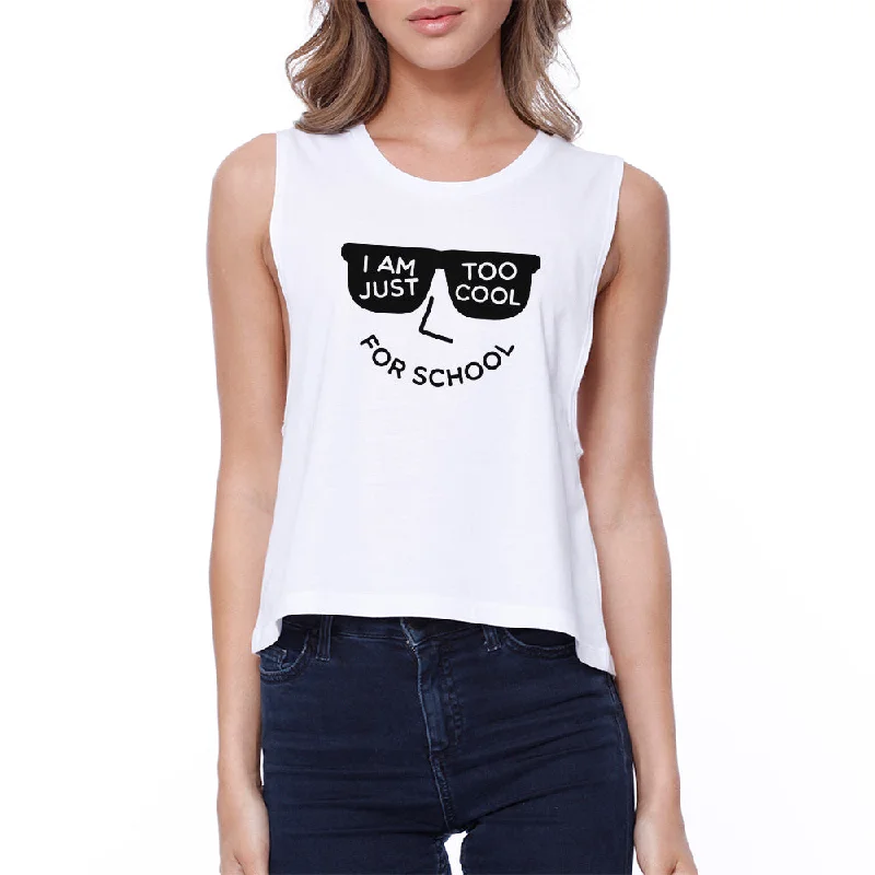 Too Cool For School Womens White Crop Top Lace Blend Ribbed Blend Corduroy Blend