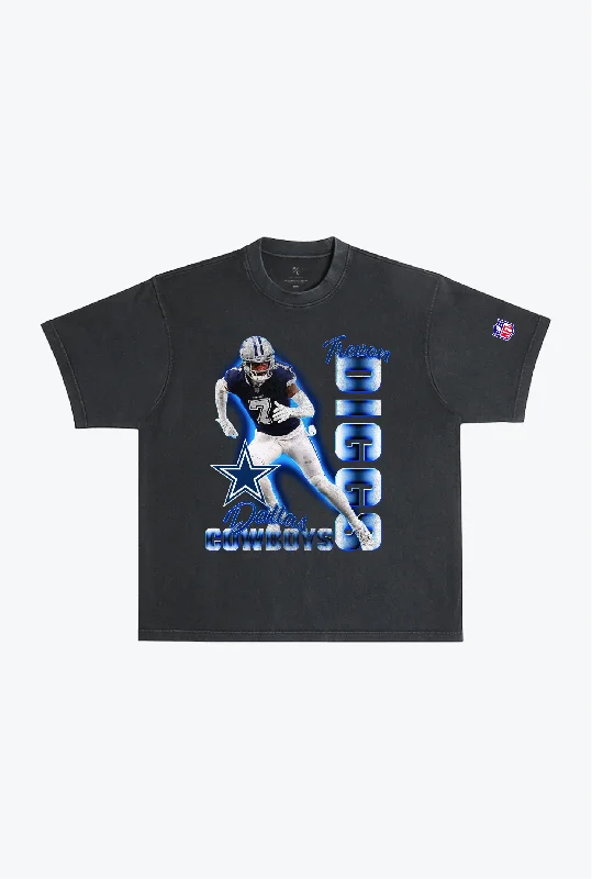 Trevon Diggs Garment Dyed Heavyweight T-Shirt - Black Striped Floral Plaid