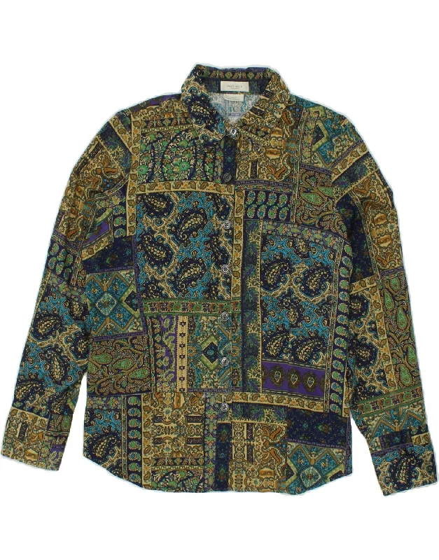 VAN HEUSEN Womens Shirt UK 16 Large Multicoloured Paisley Cotton Ribbed T-Shirt High Neck Heavyweight VAN HEUSEN Womens Shirt UK 16 Large Multicoloured Paisley Cotton Ribbed T-Shirt High Neck Heavyweight