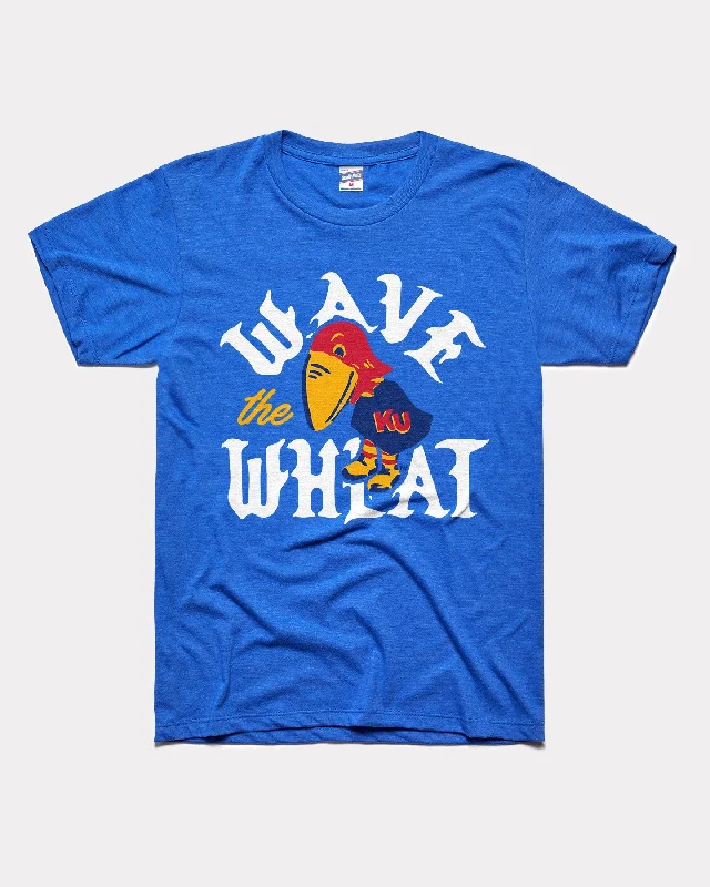 Wave the Wheat KU Basketball Royal T-Shirt Thin T-Shirt Open Front Quick Dry