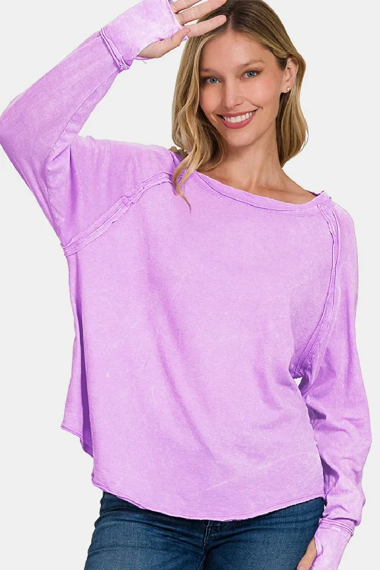 Zenana Round Neck Thumbhole Long Sleeve T-Shirt Satin Fabric Silk Fabric Chiffon Fabric Zenana Round Neck Thumbhole Long Sleeve T-Shirt Satin Fabric Silk Fabric Chiffon Fabric