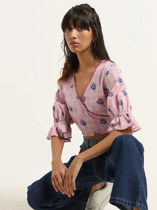 Bombay Paisley Lilac Crop Top Print Jacquard Patchwork