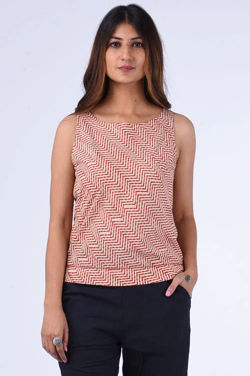Dharan " Sleeveless Crop Top " Fawn Block Printed Top Chenille Blend Fleece Blend Nylon Blend Dharan " Sleeveless Crop Top " Fawn Block Printed Top Chenille Blend Fleece Blend Nylon Blend