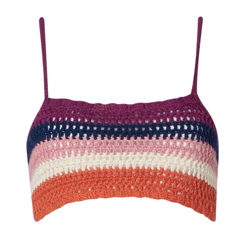 Gia Sunset Crochet Crop Top Boxy Fit Fitted Loose