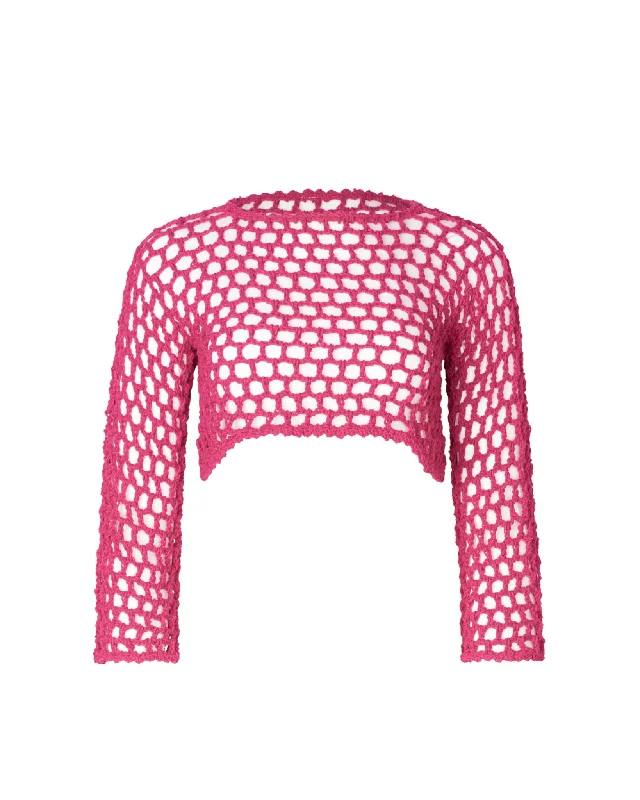 Jane Fuchsia Crochet Crop Top Crop Top Seamless Stretchy