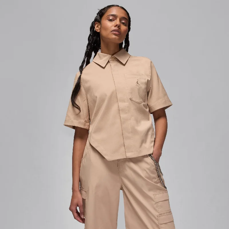 Jordan  Woven Crop Top Asymmetrical Pockets Print