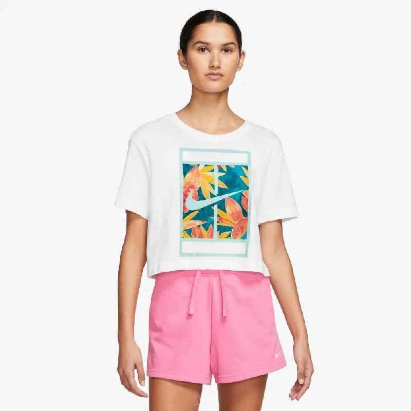 Nike Women's Dri-FIT Slam Crop Top (White) Knit Fabric Woven Fabric Fleece Fabric