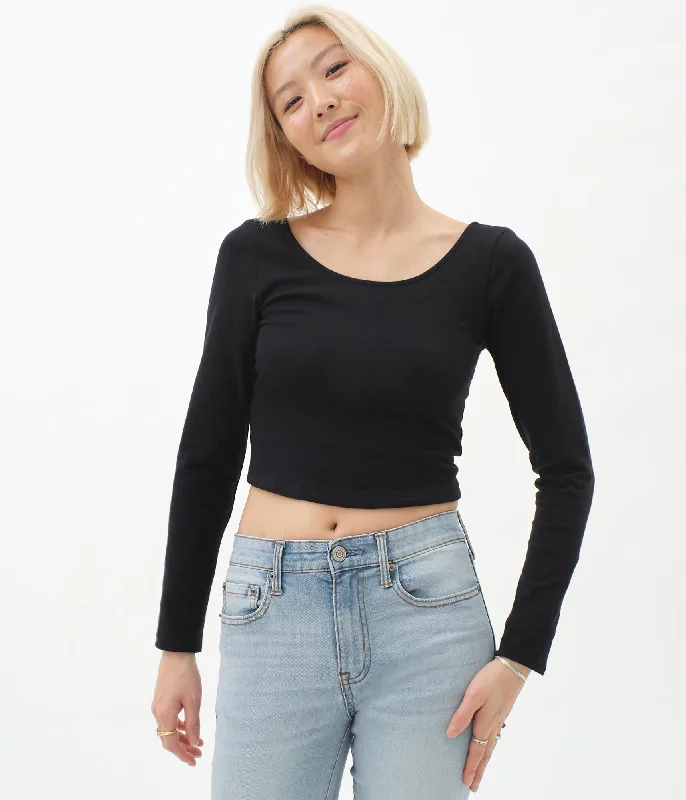 Aeropostale Long Sleeve Lace-Up Back Bodycon Crop Top Hooded Caped Shawl Collar