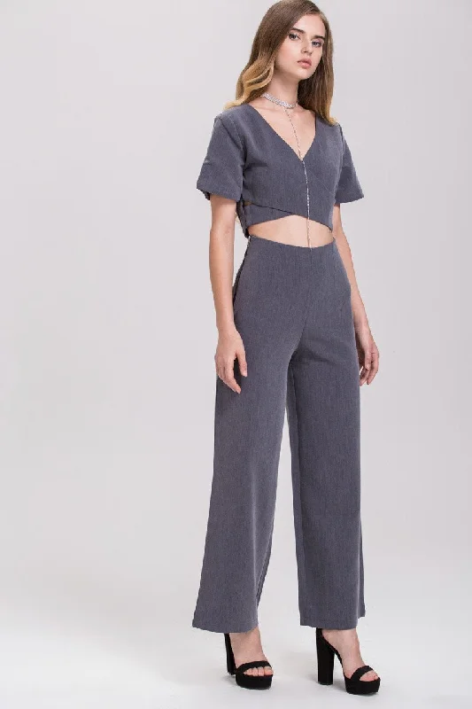 TheHala - Ash Zip Up Crop Top Palazzo 2 piece Co-ord Beaded Sequined Faux Fur