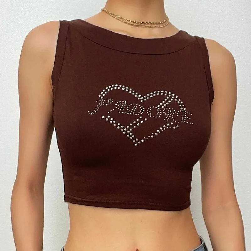 Beaded sleeveless contrast round neck crop top Elegant Classic Vintage