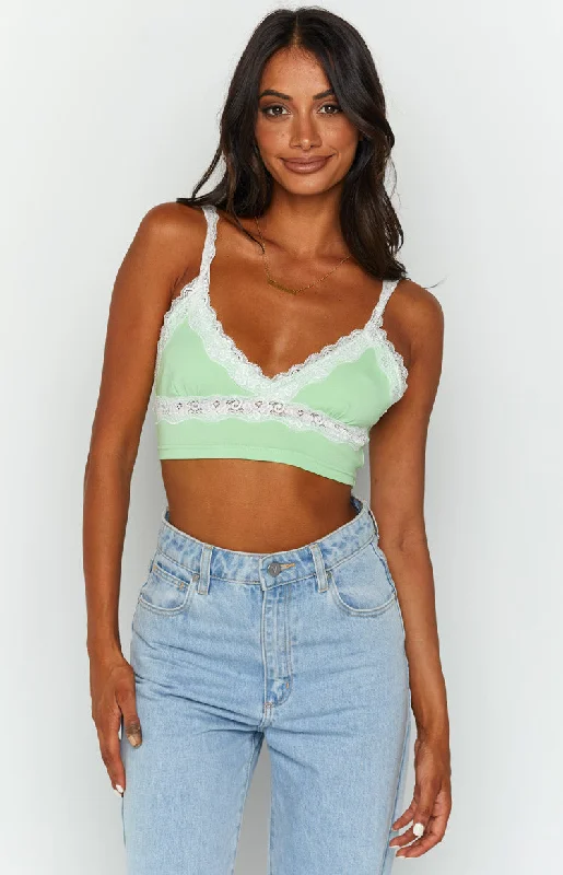 Elora Green Crop Top Nylon Fabric Polyester Fabric Spandex Fabric