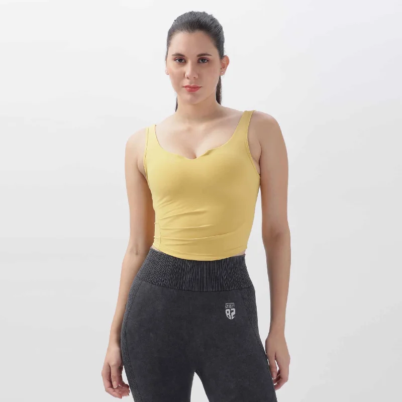 Women High Support Open Back Gym Crop Top Ribbed Striped Patterned