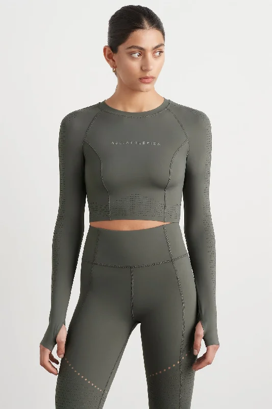 Perforated Long Sleeve Crop Top 340 Wool Fabric Cashmere Fabric Tweed Fabric