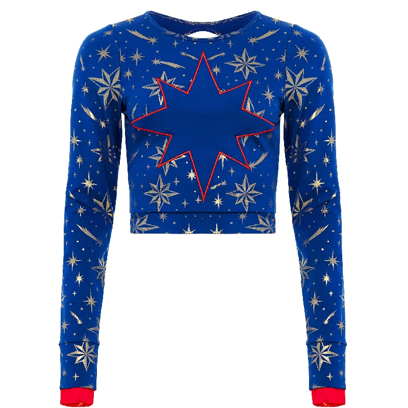 Star Captain Long Sleeve Crop Top Jersey Fabric Tulle Fabric Batik Fabric