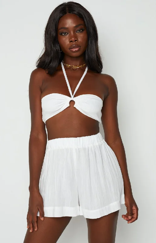 Treasure White Crop Top Print Jacquard Patchwork