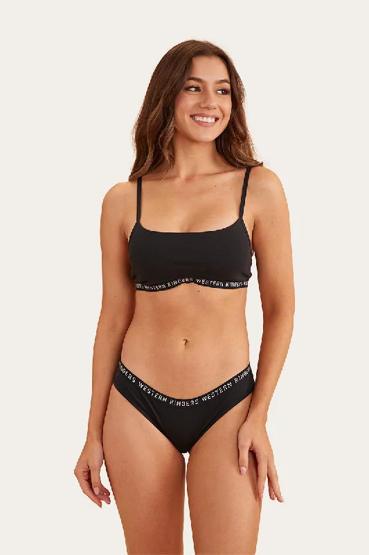 Zoe Womens Crop Top - Black Machine Wash Dry Clean Hand Wash
