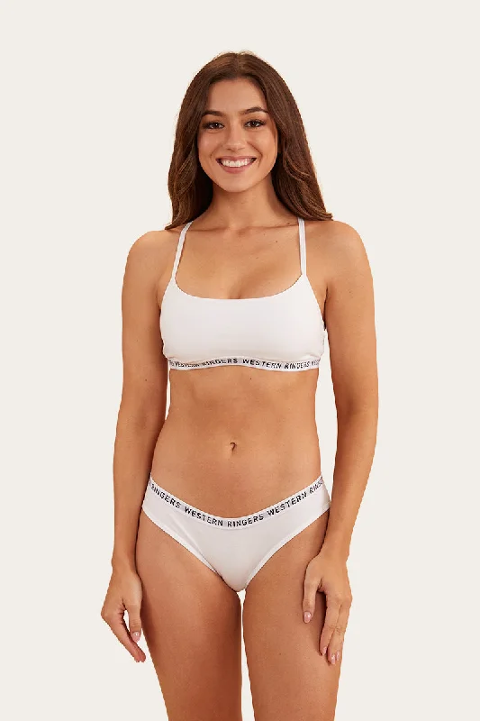 Zoe Womens Crop Top - White Handmade Hand-knitted Hand-woven