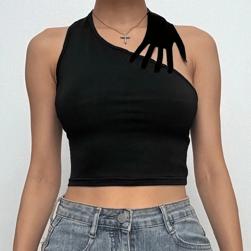 Halter palm pattern backless crop top Striped Floral Plaid