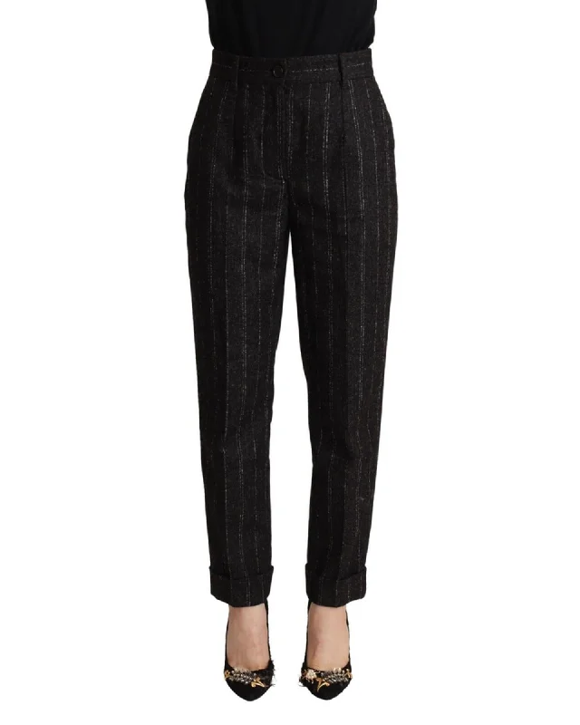 Dolce & Gabbana  Women's Black Pinstripe Trousers Trousers trendy modern