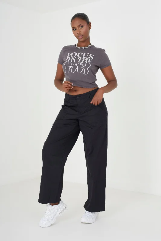 BLACK UILITY CARGO TROUSER Trousers Print Floral
