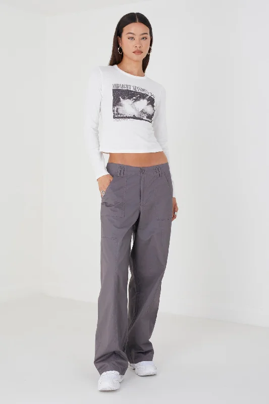 CHARCOAL UTILITY STYLE CARGO TROUSER Trousers Solid Black