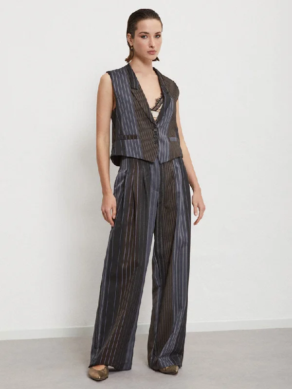 Ottod'Ame Palazzo Trousers Pinstripes Trousers Pleated Formal