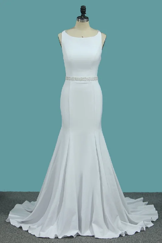 Scoop Mermaid Wedding Dresses Spandex With Beading Open Back Tunics Versatile all-occasion Scoop Mermaid Wedding Dresses Spandex With Beading Open Back Tunics Versatile all-occasion