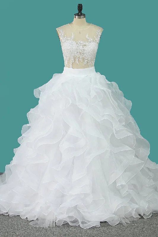 Scoop Tulle With Applique Detachable Wedding Dresses Zipper Up Off-the-shoulder Chic Trendy Scoop Tulle With Applique Detachable Wedding Dresses Zipper Up Off-the-shoulder Chic Trendy