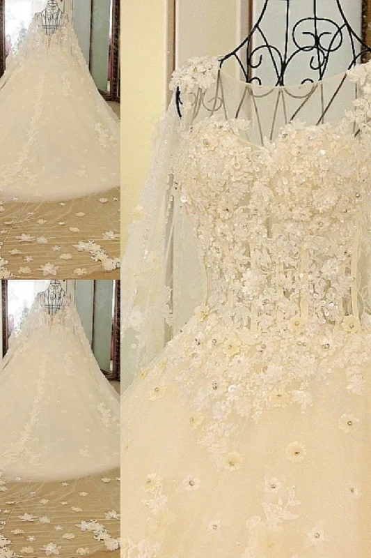 Scoop Wedding Dresses A Line With Beading Chapel Train Tulle Long Sleeves Lace Up Tunics Floral girly Scoop Wedding Dresses A Line With Beading Chapel Train Tulle Long Sleeves Lace Up Tunics Floral girly