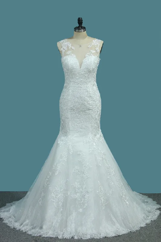 Scoop Wedding Dresses Mermaid With Applique Lace Open Back Tunics Running lightweight Scoop Wedding Dresses Mermaid With Applique Lace Open Back Tunics Running lightweight