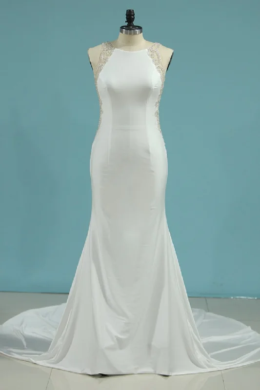 Sexy Open Back Scoop Spandex With Beading Mermaid Wedding Dresses Tunics Running lightweight Sexy Open Back Scoop Spandex With Beading Mermaid Wedding Dresses Tunics Running lightweight