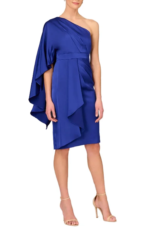 Aidan Mattox Draped One Shoulder Sheath Dress Tunics Corduroy durable