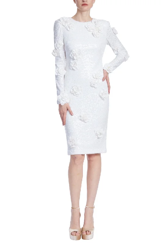Badgley Mischka Scattered Rosettes Sequin Dress Tunics Distressed trendy