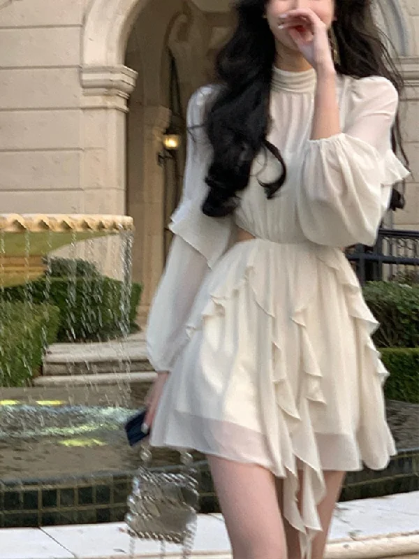 Beach Style Chiffon Y2k Mini Dress Office Lady Casual Long Sleeve Elegant One Piece Dress Korean Fashion Clothing Summer Tunics Custom made Beach Style Chiffon Y2k Mini Dress Office Lady Casual Long Sleeve Elegant One Piece Dress Korean Fashion Clothing Summer Tunics Custom made