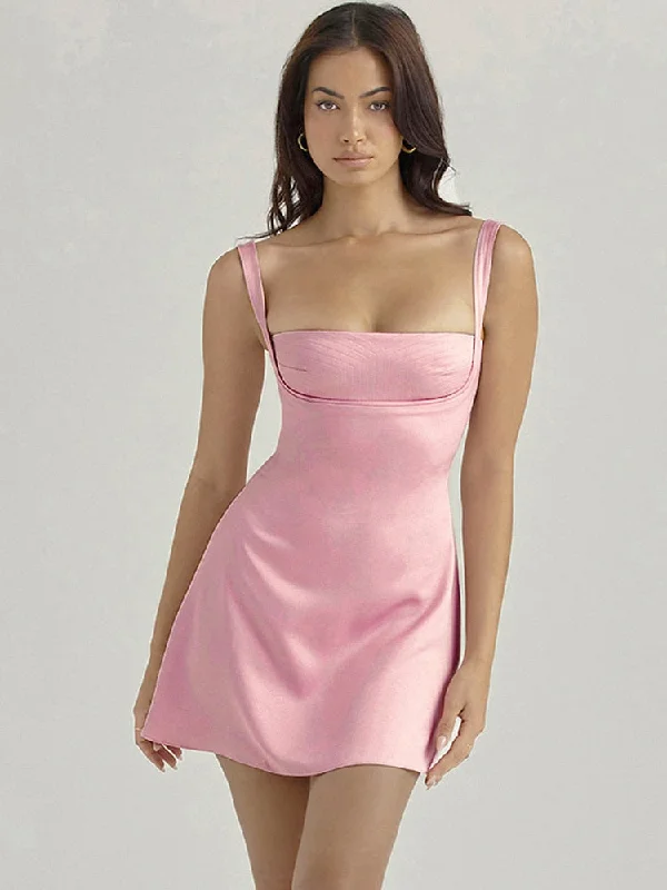 Birthday Dress For Women A-Line Pink Dress Sexy Satin Holiday Party Dresses Mini Casual Spaghetti Strap Graduation Dress Stretch Tunics Fleece cozy Birthday Dress For Women A-Line Pink Dress Sexy Satin Holiday Party Dresses Mini Casual Spaghetti Strap Graduation Dress Stretch Tunics Fleece cozy