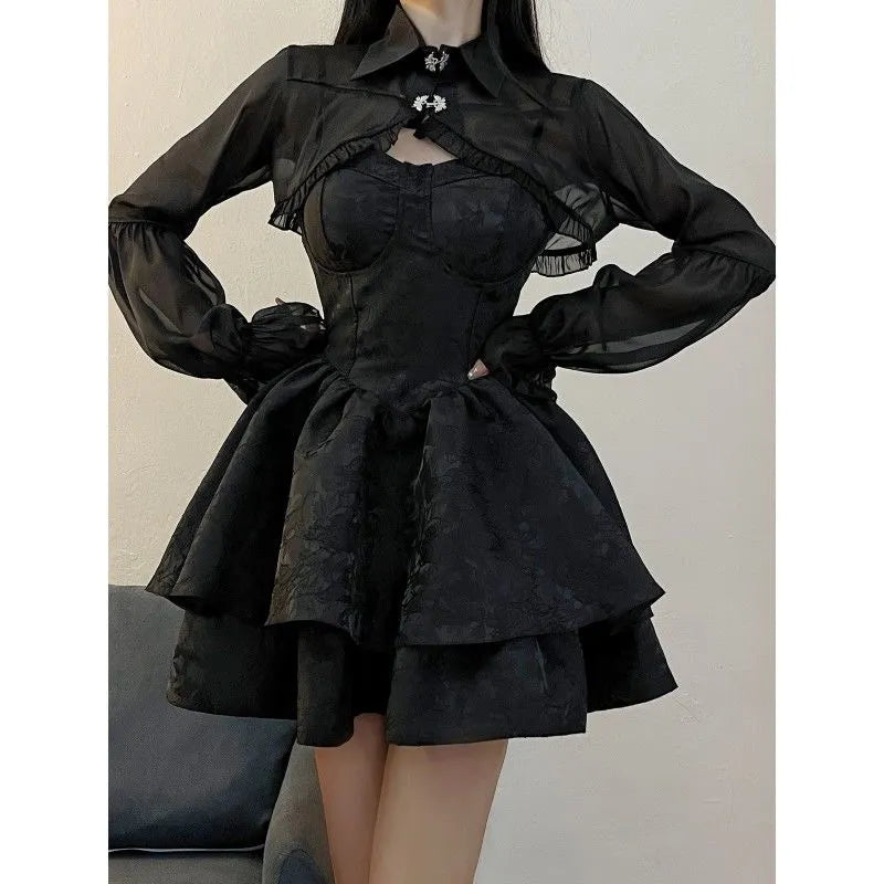 Black Sexy Lolita Dress Women Gothic Vintage Mini Dresses Harajuku Halloween Cosplay Costumes Long Sleeve Fairy Dress Woman Tunics Trendy modern Black Sexy Lolita Dress Women Gothic Vintage Mini Dresses Harajuku Halloween Cosplay Costumes Long Sleeve Fairy Dress Woman Tunics Trendy modern