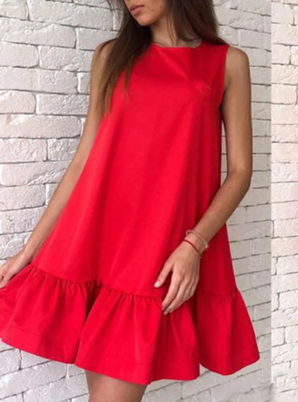 CASUAL CLUB DRESS RED PINK SLEEVELESS WOMEN DRESS Tunics Ceremony elegant