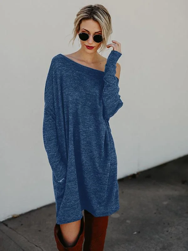 Classic Pockets Knitting Midi Dress Tunics Designer luxury