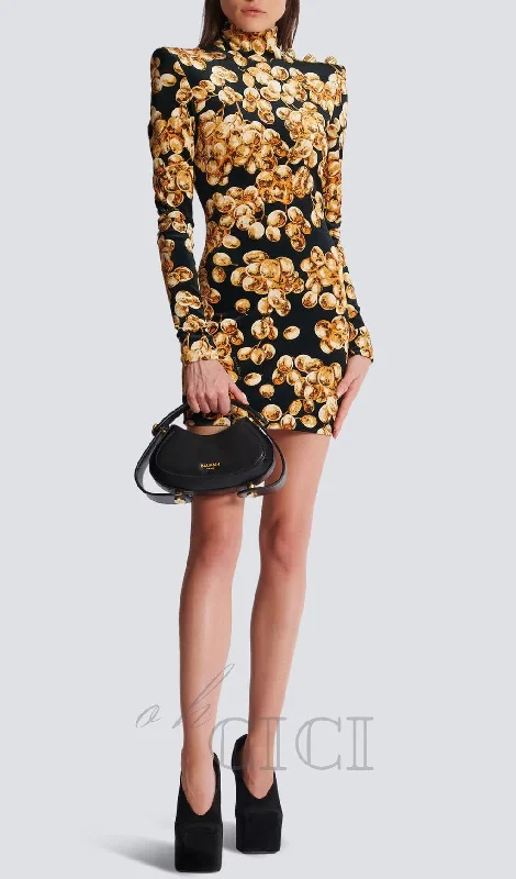 CORETTA GRAPE PRINT VELVET MINI DRESS Tunics New arrival