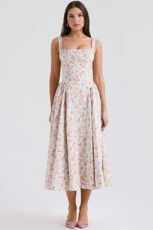 Dorothy White Rosebud Print Sundress Tunics Handmade artisanal