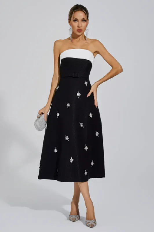 Emberlyn Crystal Tweed Midi Dress Tunics Ceremony elegant