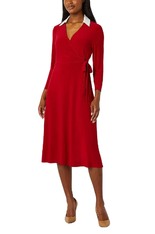 Evan Picone Women's 3/4 Sleeve Midi Wrap Dress Tunics Handmade artisanal