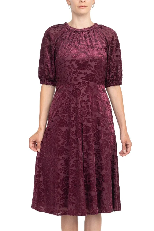 London Times Boat Neck Short Bishop Sleeves Over the Knee Burnout Velvet Dress Tunics Hiking breathable London Times Boat Neck Short Bishop Sleeves Over the Knee Burnout Velvet Dress Tunics Hiking breathable