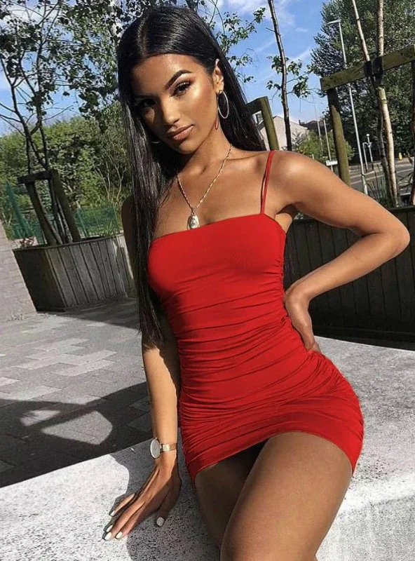 SPAGHETTI STRAP BANDAGE MINI DRESS PARTY DRESS Tunics Top rated