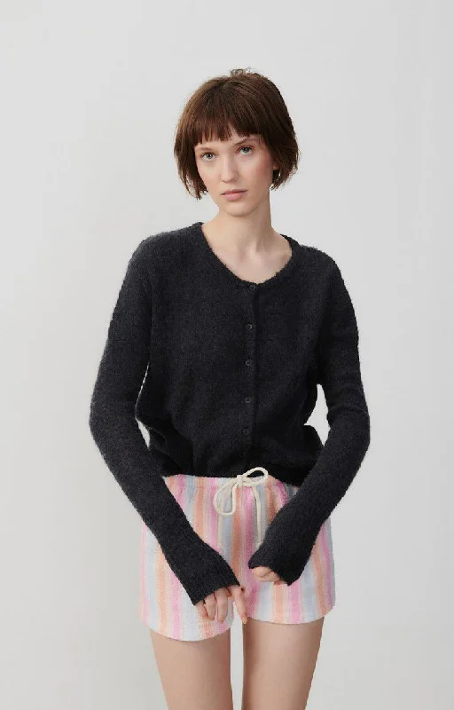 Cardigan Zak19a Anthracite-C Toggled Drawstring Belted